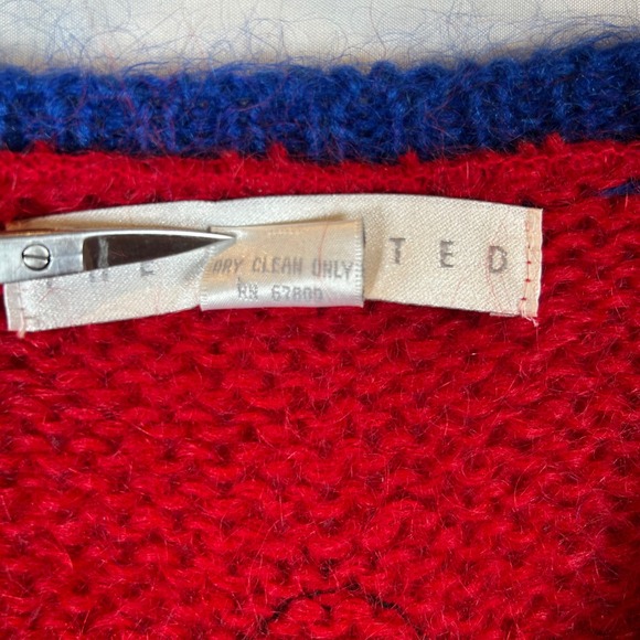 The Limited 80s Geometric Diamond‎ Knit V-Neck Sweater Red Vintage Size P S - Picture 5 of 12